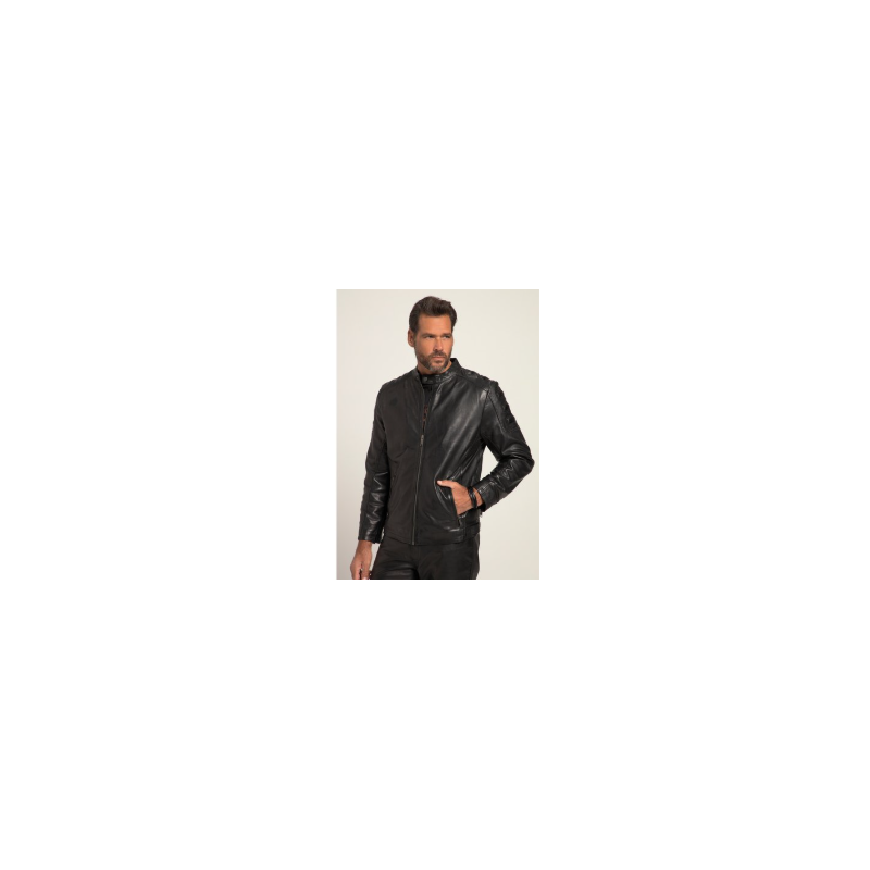 Veste style motard en cuir nappa
