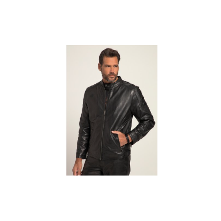 Veste style motard en cuir nappa