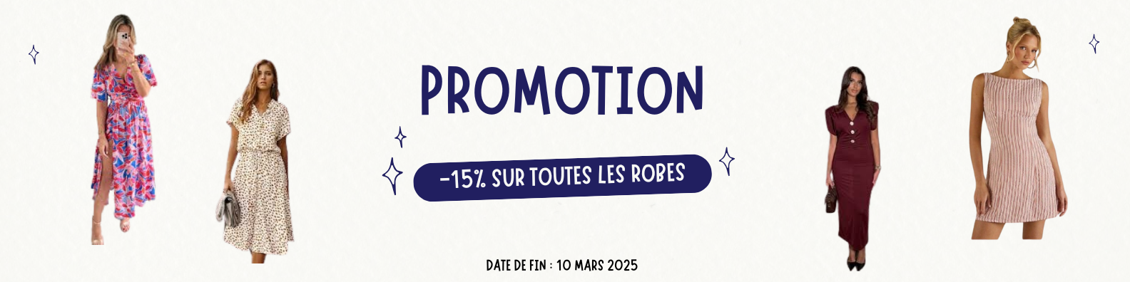 Réduction de 15% sur les robes 